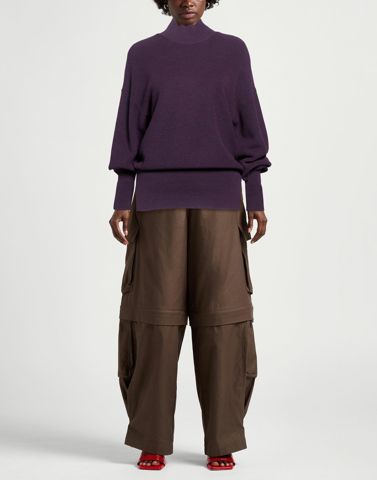 Manila Grace Womens Turtleneck Dark in Purple