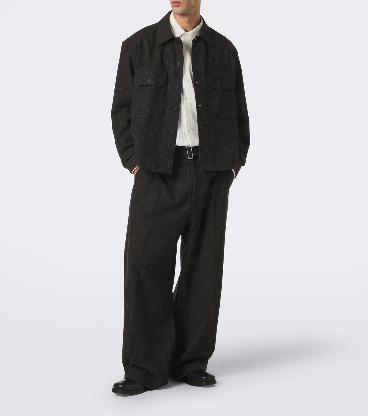 Studio Nicholson Kelver striped cotton and wool-blend jacket
