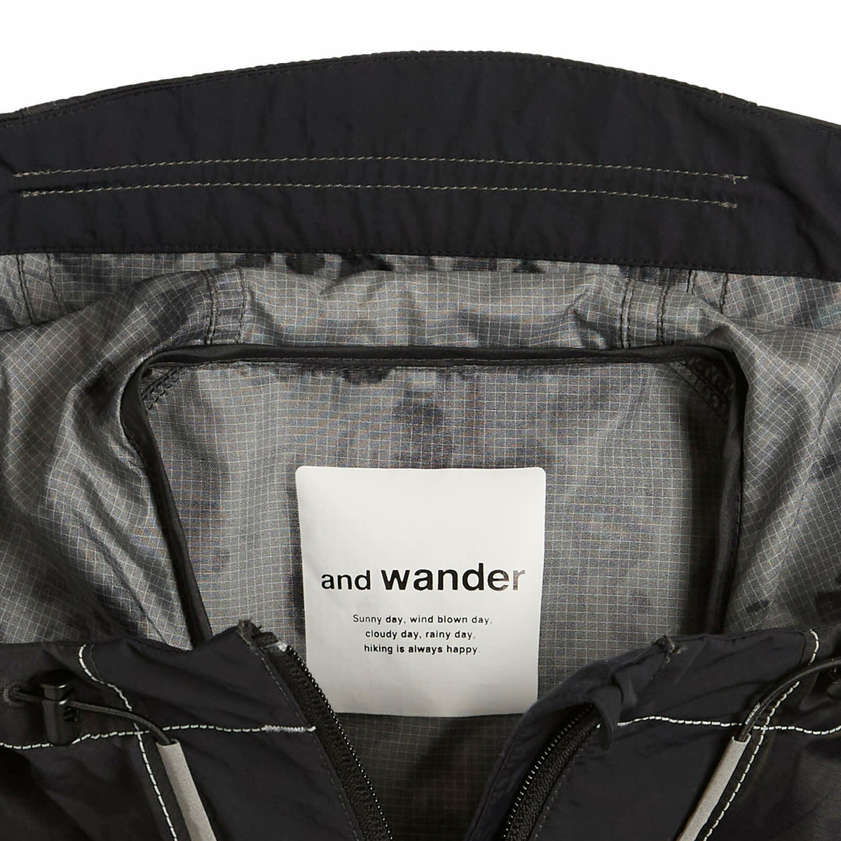 END. x and wander Nylon Print Jacket in Charcoal