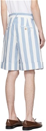 King & Tuckfield Blue & White Cuffed Shorts
