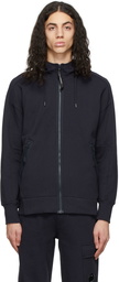 C.P. Company Navy Diagonal Raised Goggle Zip-Up Sweater