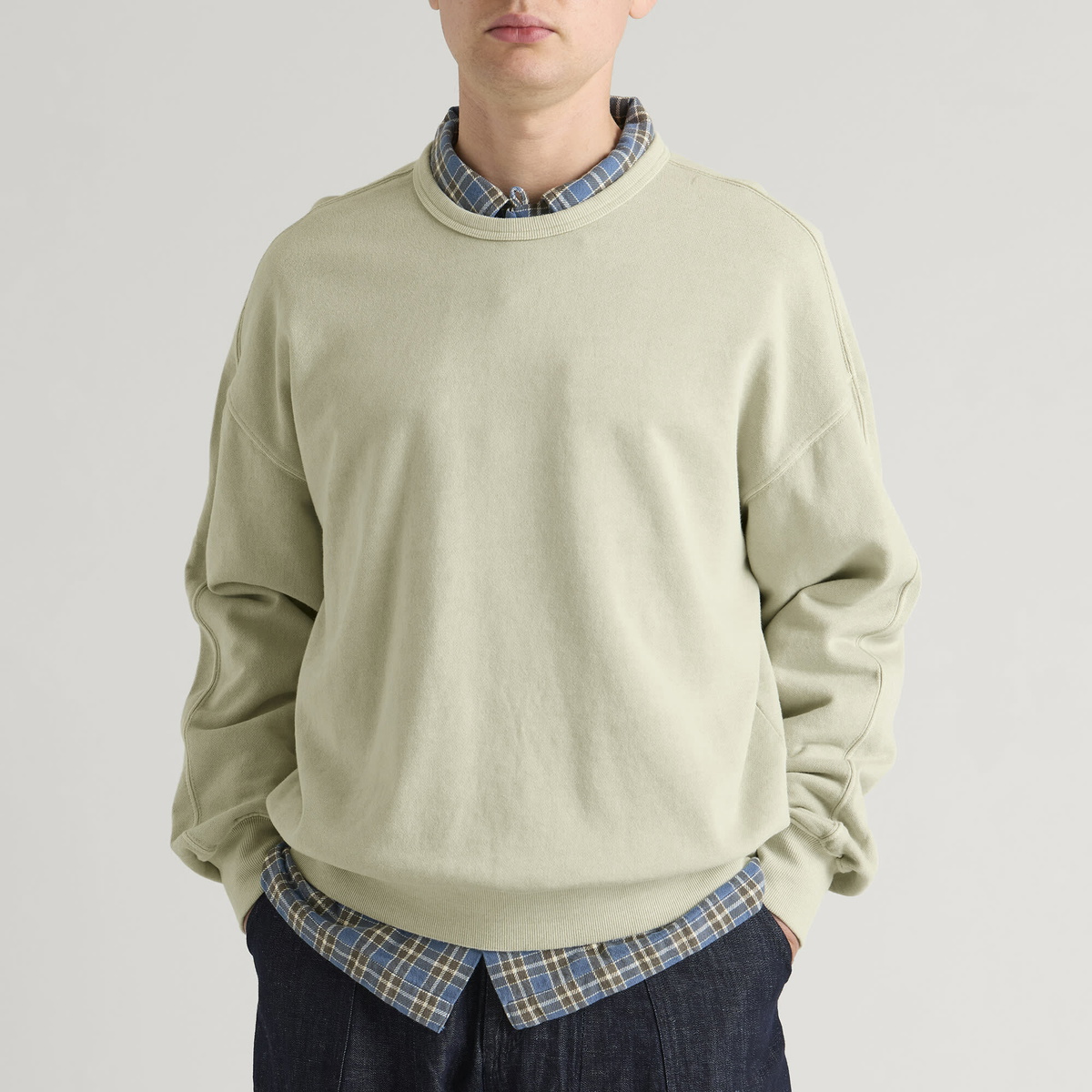 FrizmWORKS Men's Og Pigment Dyeing Sweatshirt 003 in Beige