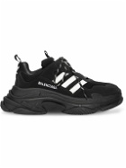 Balenciaga - adidas Triple S Leather-Trimmed Nubuck and Mesh Sneakers - Black