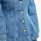 GANNI Women's Cutline Denim Fitted Blazer in Mid Blue Vintage