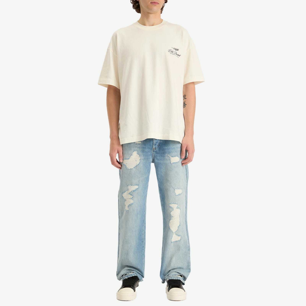 Cole Buxton Men's Repaired Jeans in Blue