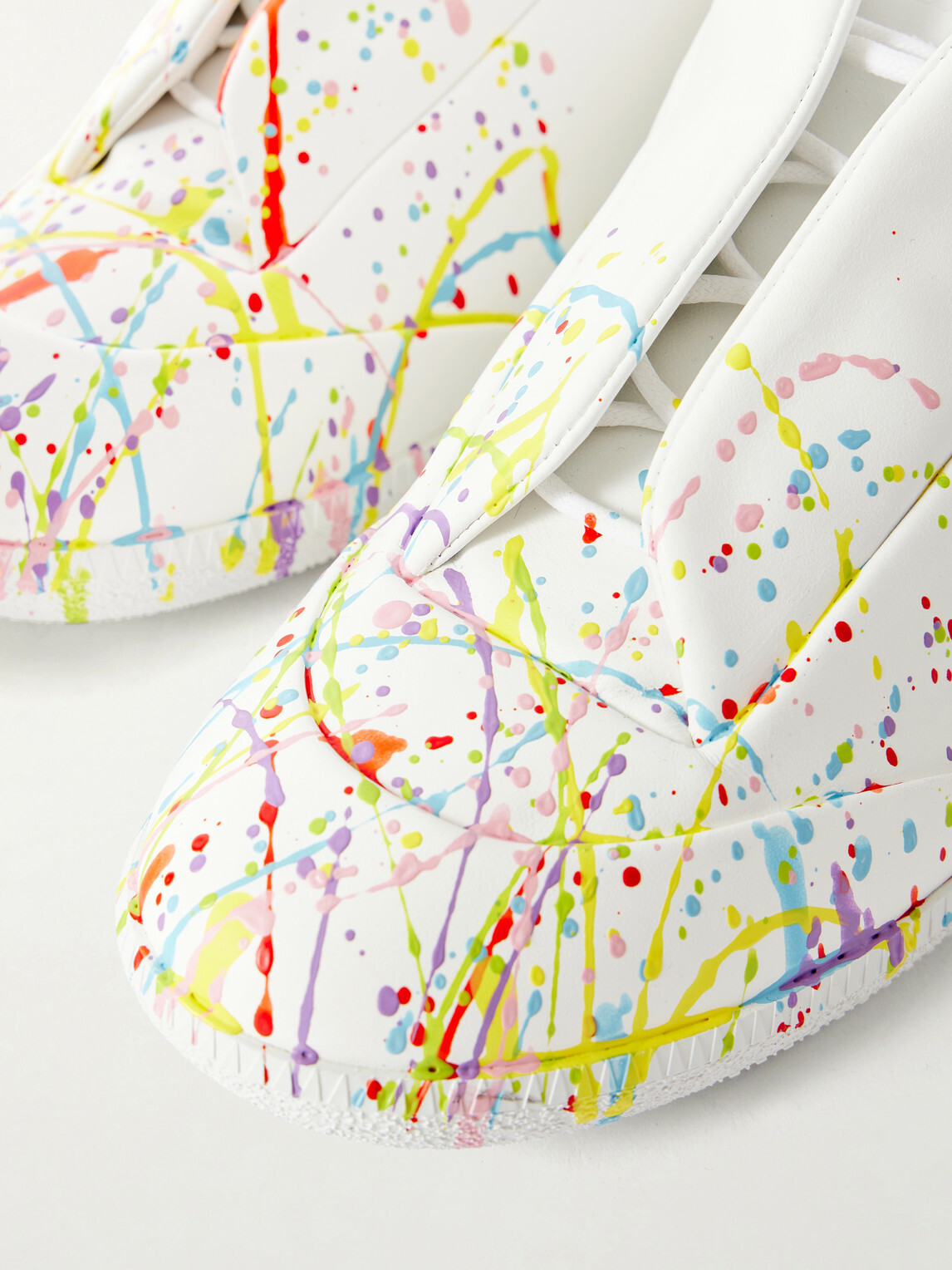 Maison Margiela - Future Low Paint-Splattered Leather Sneakers - White