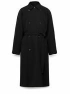 The Row - Kolden Belted Double-Breasted Grain De Poudre Wool Coat - Black