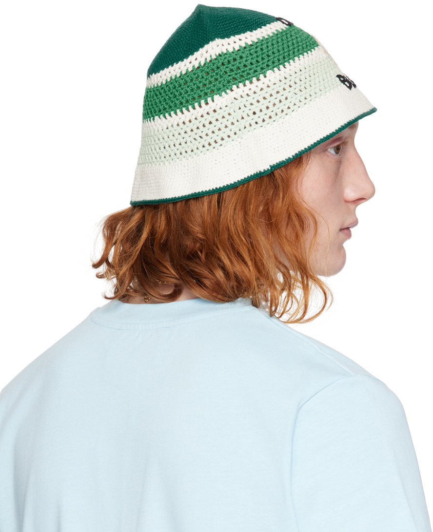 Casablanca Green Stripe Crochet Bucket Hat Casablanca