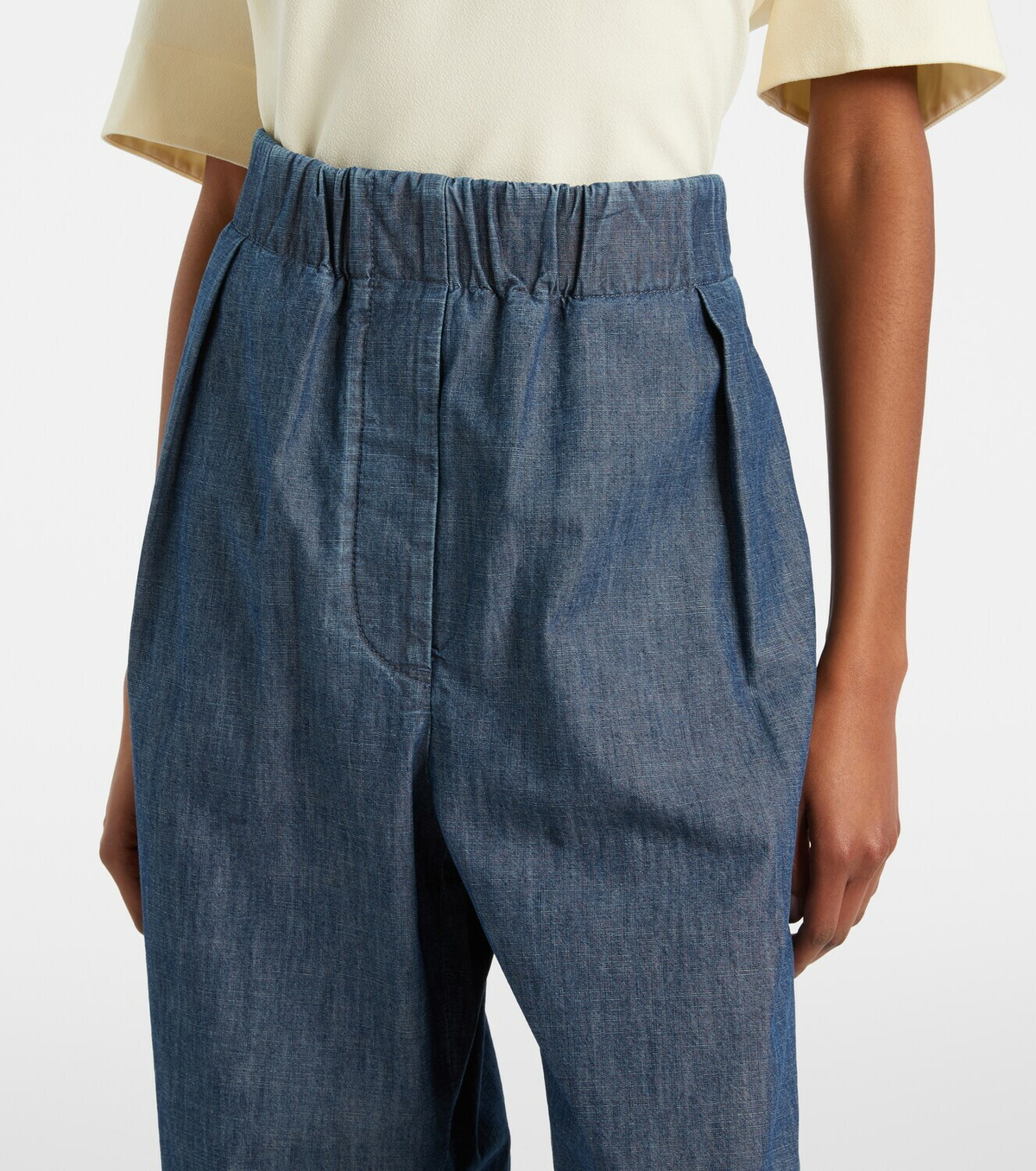 Jil Sander Cotton chambray wide-leg pants