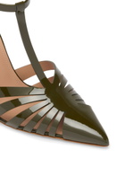 Malone Souliers Jennifer 90 Patent Heeled Mules Khaki