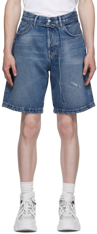 Photo: Acne Studios Blue Denim Belted Shorts