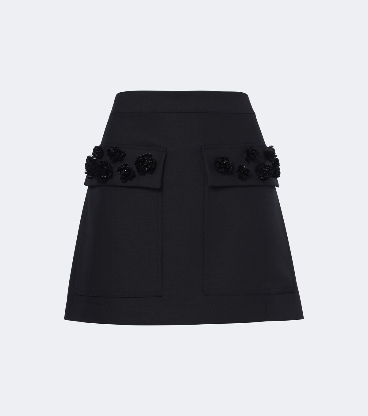 Plan C Embellished wool-blend gabardine miniskirt
