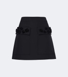 Plan C Embellished wool-blend gabardine miniskirt
