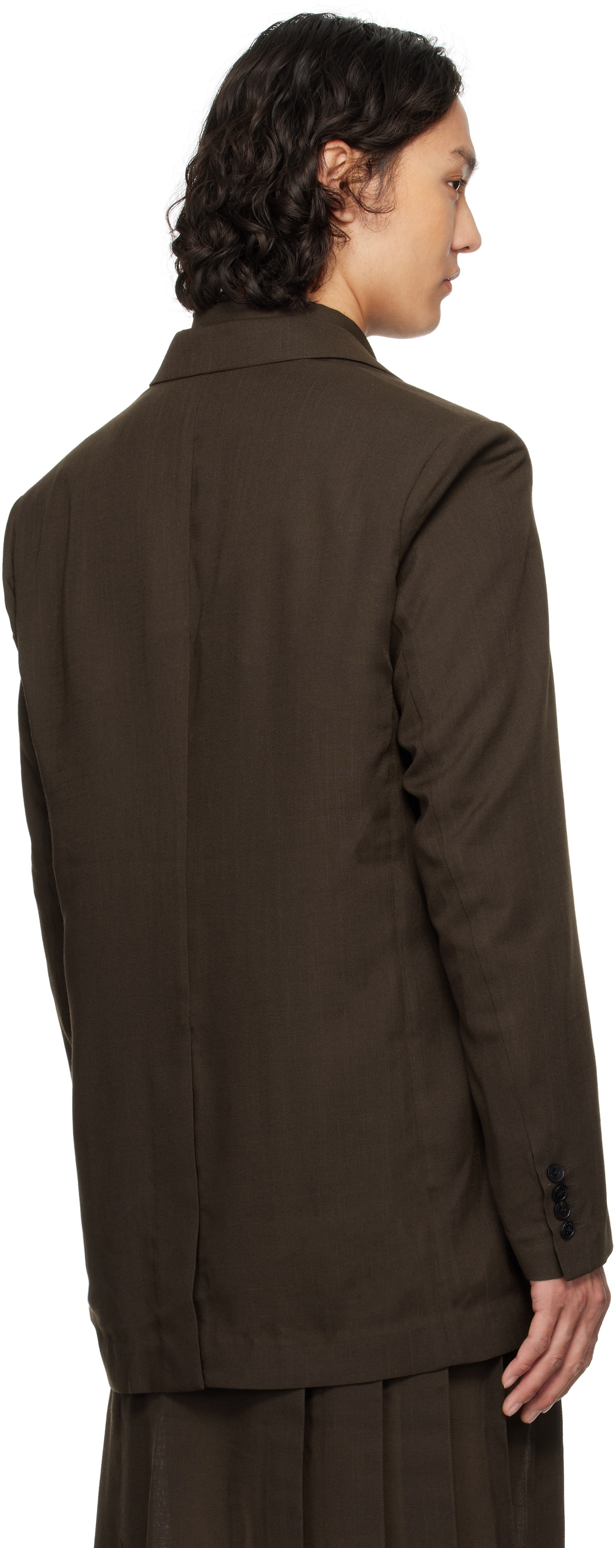 Feng Chen Wang Brown Semi-Transparent Blazer