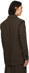 Feng Chen Wang Brown Semi-Transparent Blazer