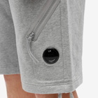 C.P. Company Men's Lens Fleece Back Shorts in Grey Melange