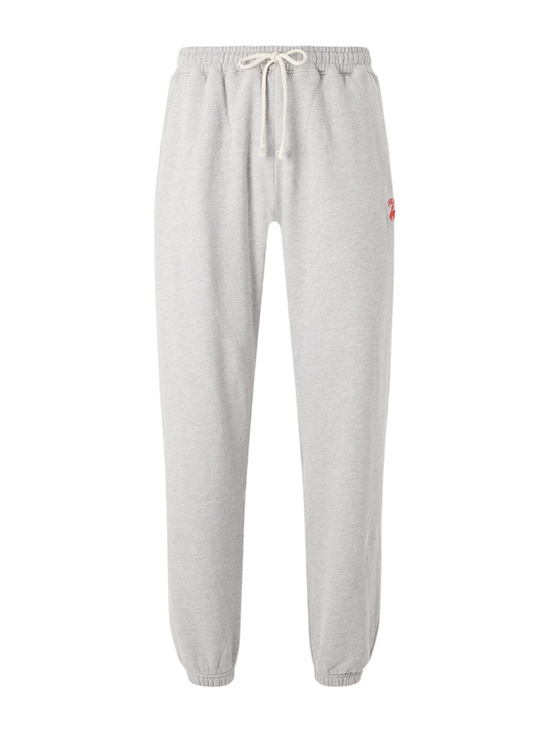 Photo: Cherry Los Angeles - Western Athletic Embroidered Cotton-Blend Jersey Sweatpants - Gray