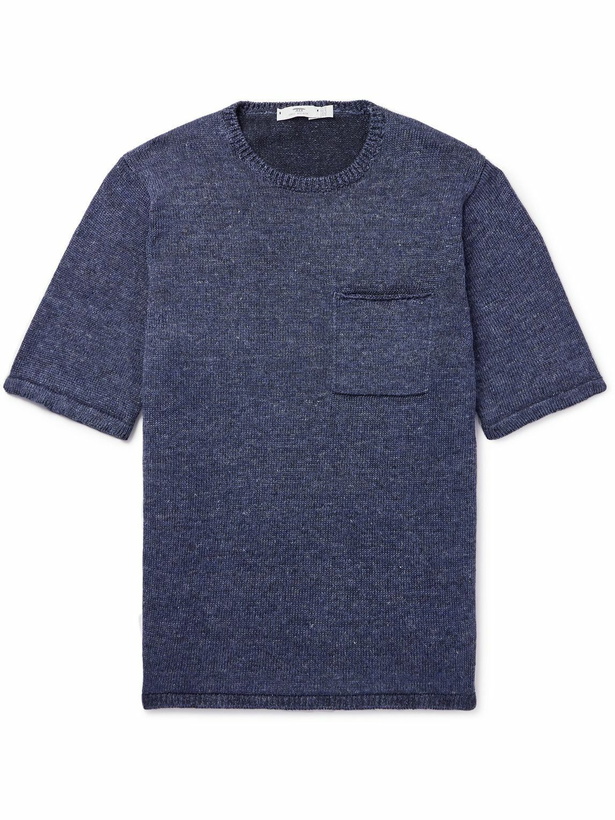Photo: Inis Meáin - Knitted Linen T-Shirt - Blue