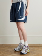 Balenciaga - Straight-Leg Embroidered Striped Swim Shorts - Blue