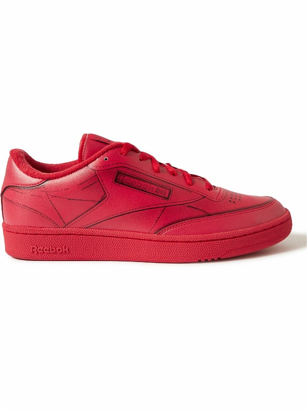 Photo: Reebok - Maison Margiela Project 0 Club C Printed Leather Sneakers - Red