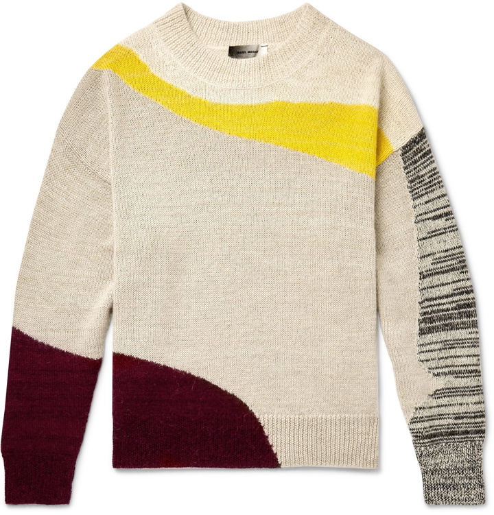 Photo: Isabel Marant - Gally Colour-Block Alpaca-Blend Sweater - Neutrals