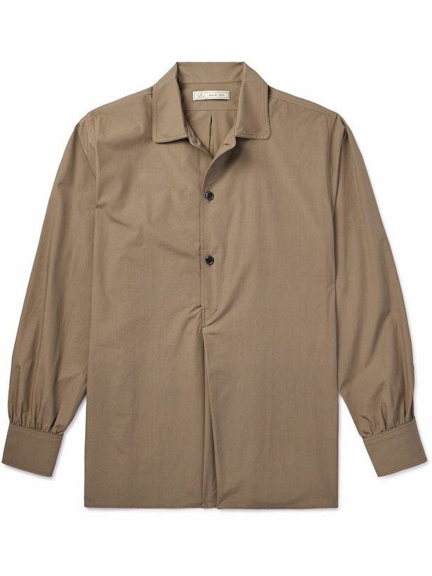 Photo: UMIT BENAN B - Cotton-Poplin Half-Placket Shirt - Brown