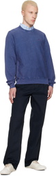 Noah Navy Sanded Twill Pleated Trousers