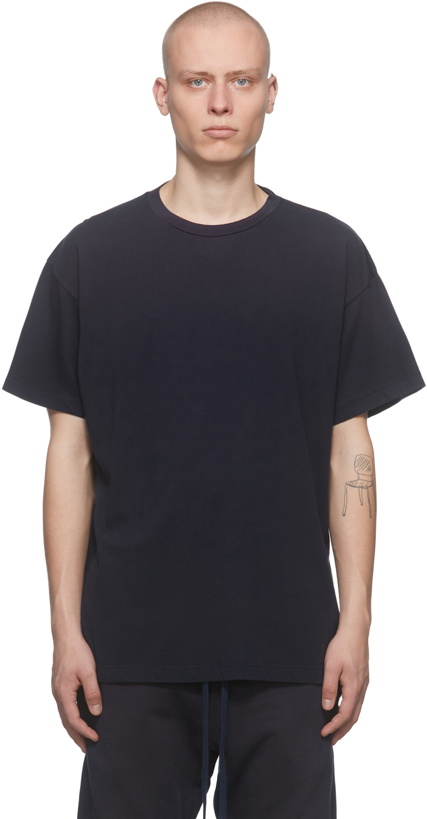 Photo: Fear of God Navy Flocked 7 T-Shirt