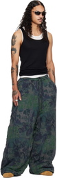 LU'U DAN Navy & Green Wadded Bontans Sweatpants