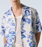 Commas Floral linen bowling shirt