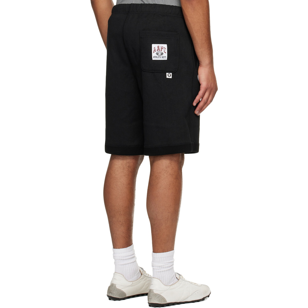 AAPE by A Bathing Ape Black Reversible Moonface Logo Sweat Shorts