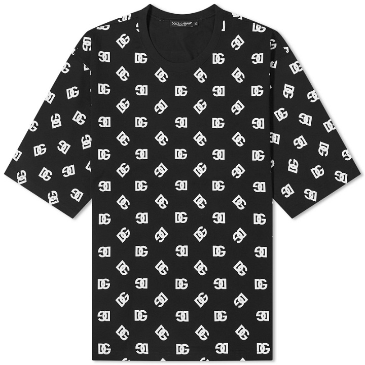 Photo: Dolce & Gabbana Men's Monogram Logo Print T-Shirt in Black