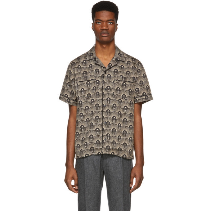 Photo: Saturdays NYC Black and Beige Deco Cameron Short Sleeve Shirt