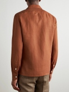De Petrillo - Camp-Collar Linen Shirt - Orange