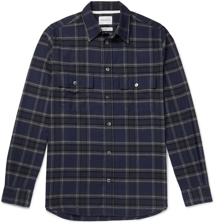 Photo: Norse Projects - Checked Cotton-Flannel Shirt - Blue