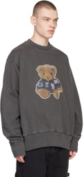We11done Grey Denim Jacket Teddy Sweatshirt