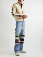 Marni - Striped Leather-Trimmed Shearling Jacket - Neutrals