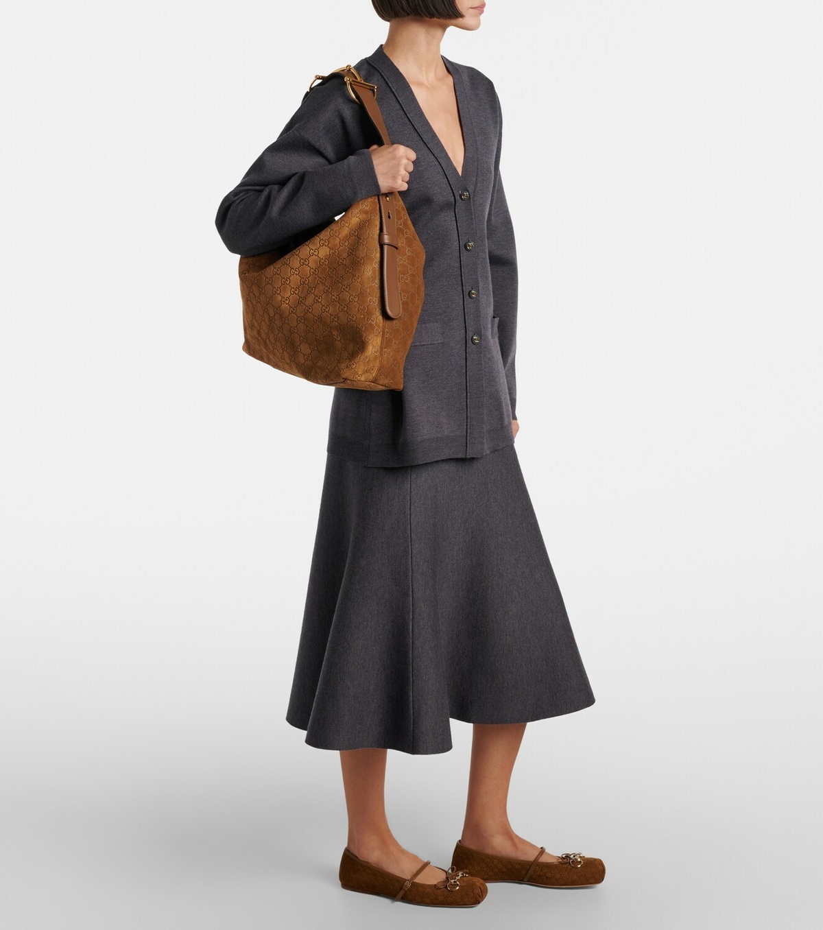 Gucci Maxi Horsebit Large suede tote bag