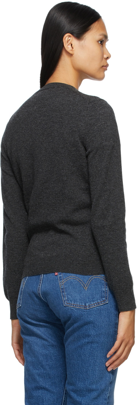 COMME des GARÇONS PLAY Grey Wool Layered Double Heart Cardigan