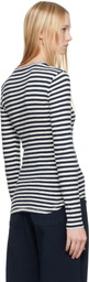 YMC Navy & White Earth Stripe T-shirt