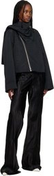 Rick Owens Black Temple Cropped Scarf Flight Jacket