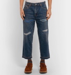 Beams - Embroidered Distressed Denim Jeans - Men - Indigo