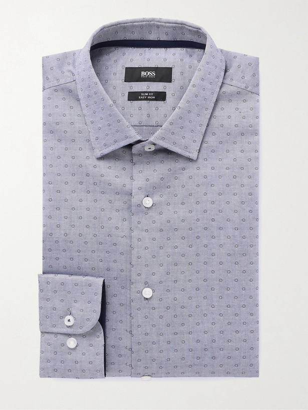 Photo: HUGO BOSS - Javis Grosgrain-Trimmed Cotton Shirt - Blue