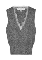 JW Anderson Lace-trimmed Cotton-blend Vest Grey