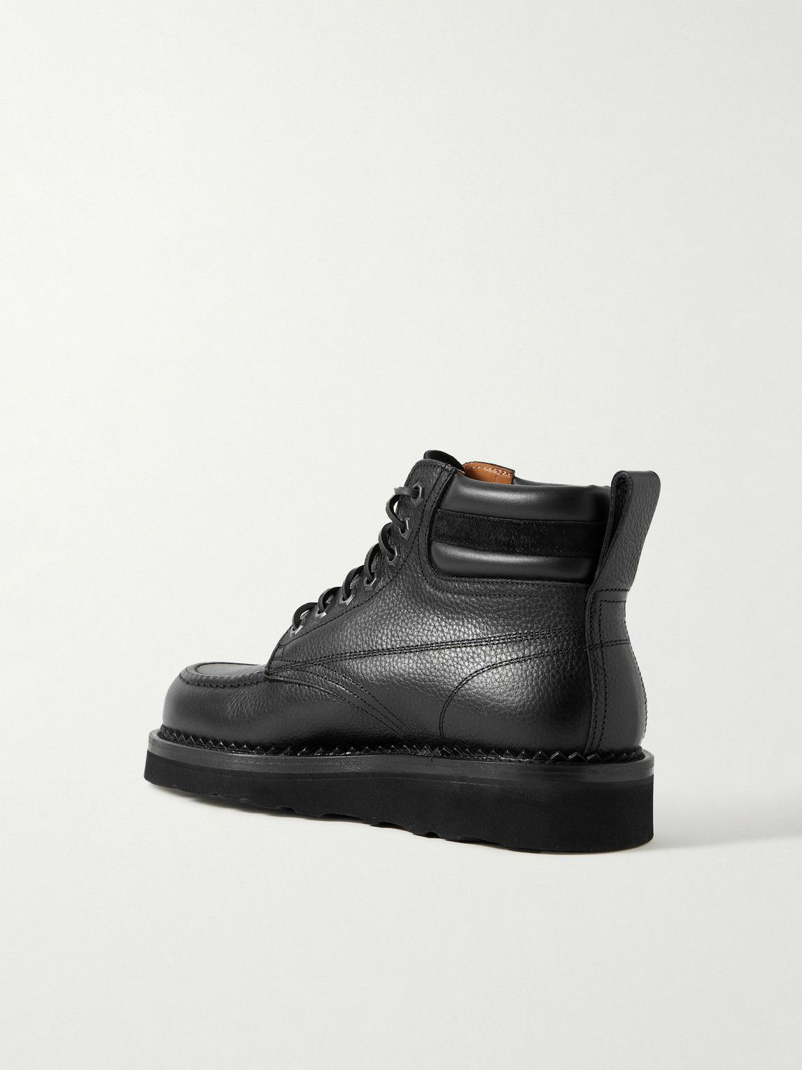 Yuketen - Suede-Trimmed Full-Grain Leather Boots - Black
