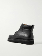 Yuketen - Suede-Trimmed Full-Grain Leather Boots - Black