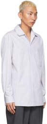 Lemaire White Stripe Convertible Collar Shirt