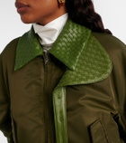 Bottega Veneta Intrecciato leather-trimmed bomber jacket