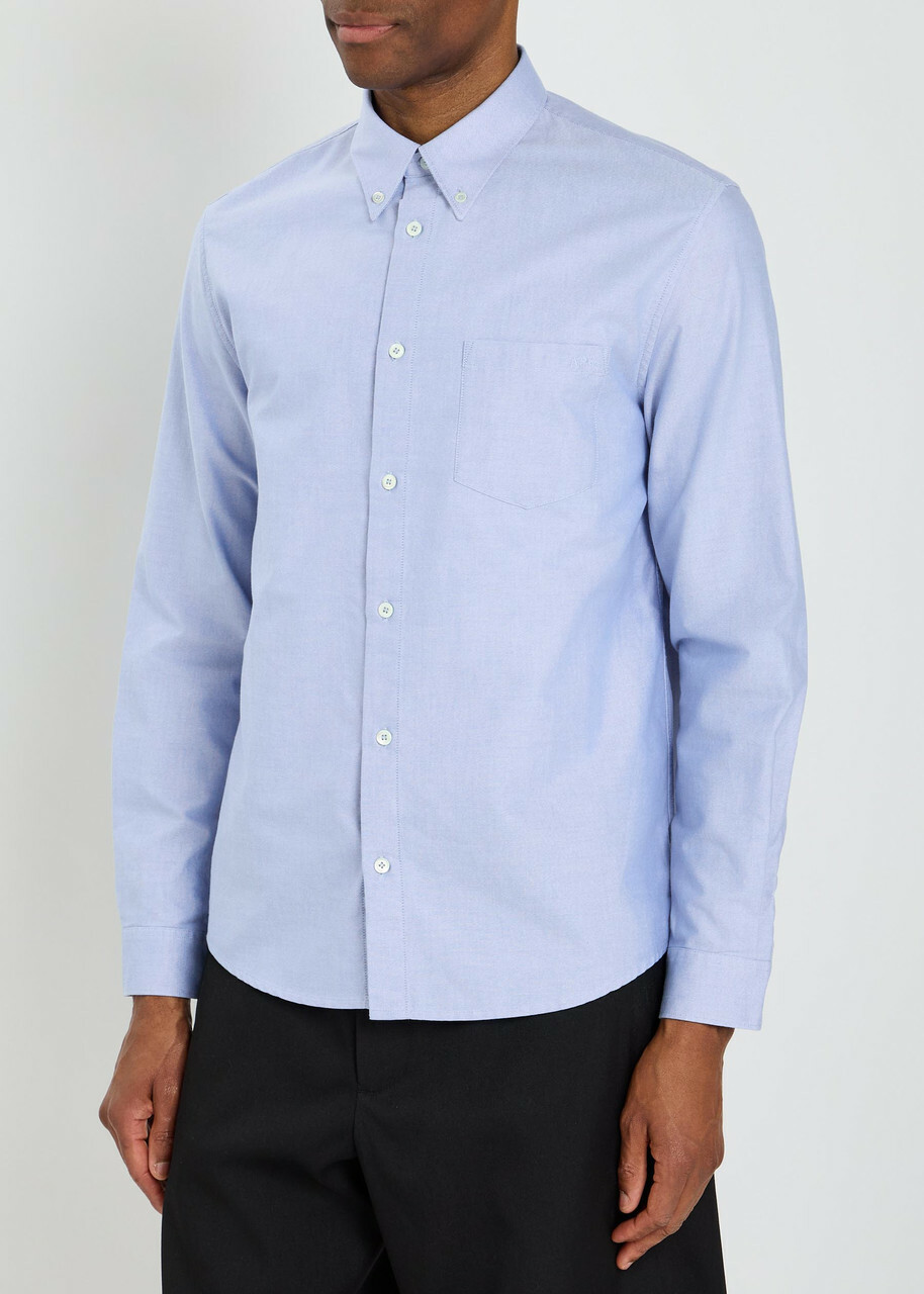 A.P.C. Gary Logo-embroidered Cotton Shirt Light Blue