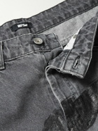 MSFTSrep - Straight-Leg Printed Distressed Jeans - Gray